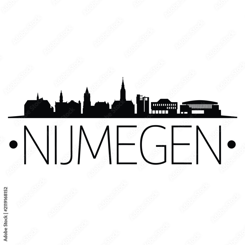 Obraz premium Nijmegen Skyline Silhouette On White Background architecture