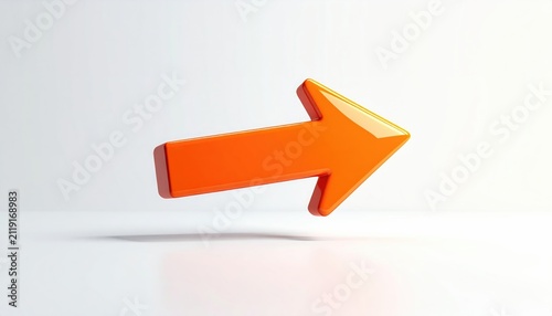 A glossy orange arrow points right on a clean white background