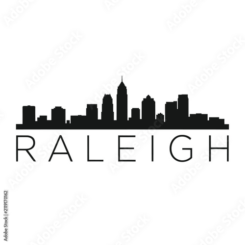 Raleigh Skyline Silhouette Against White Background architecture