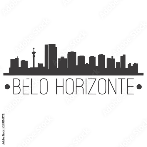 Quadro su tela Belo Horizonte Skyline Silhouette Against White Background