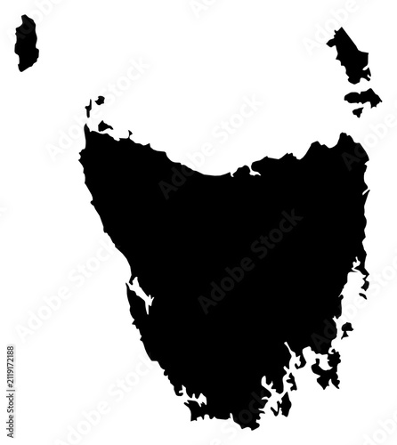 A contour map of Tasmania. Australian state silhouette