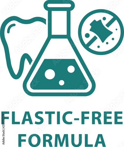 Plastic free Formula Dental Care Badge Vector Icon With Tooth And Flask Illustration teeth dentistry beaker laboratory plasticfree