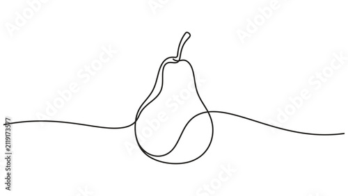 Quadro su tela pear Minimalist Continuous One Line Drawing, Modern Vector Line Art Isolated on