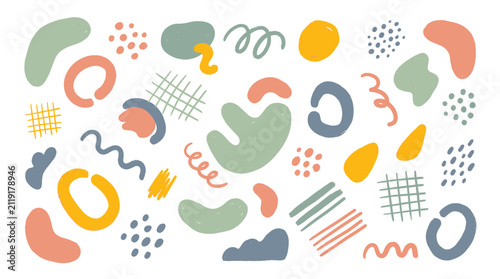 Abstract handdrawn organic shapes and doodle elements set