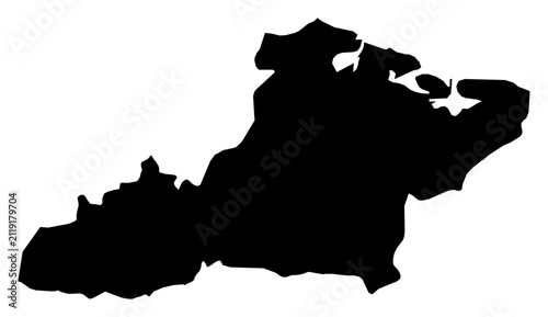 Photography A contour map of Las Tunas Province. Cuban province silhouette