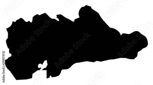 Canvas Print A contour map of Guantánamo Province. Cuban province silhouette