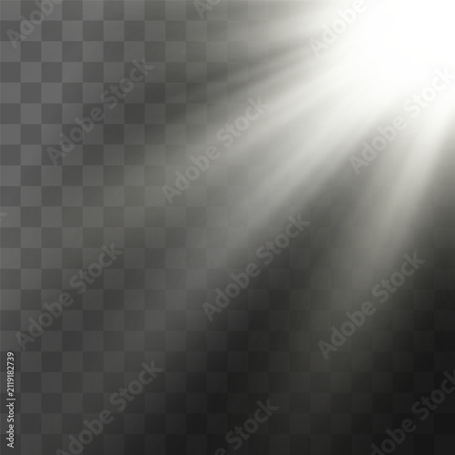 Realistic Sun Light Rays Effect on Transparent Background
