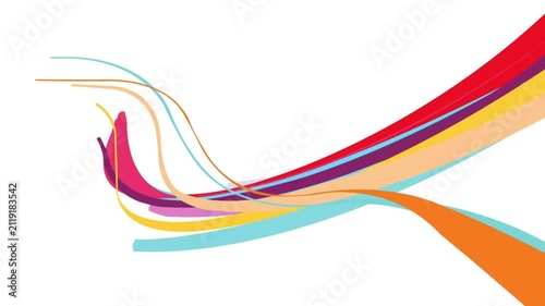 Abstract Colorful Wavy Lines Motion Loop on White Background