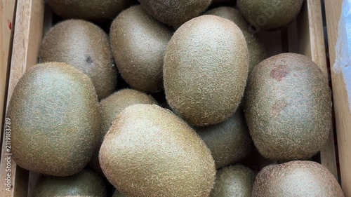 Fresh and intact kiwi fruit. brown fruit
