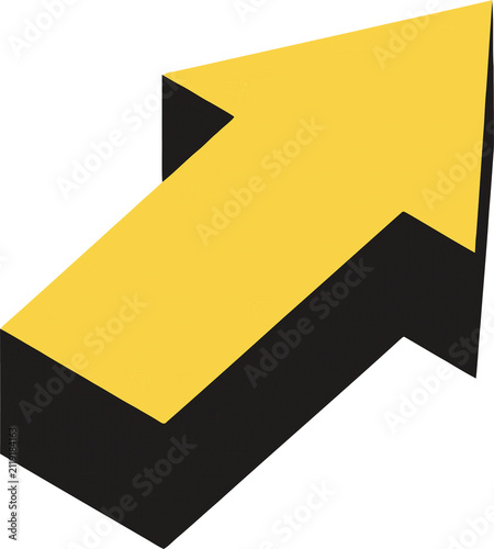 A simple yellow isometric arrow icon pointing up and to the right