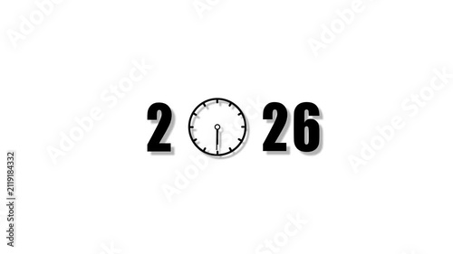 2026 new year countdown clock animation, minimalist minimal for business presentation and event intro