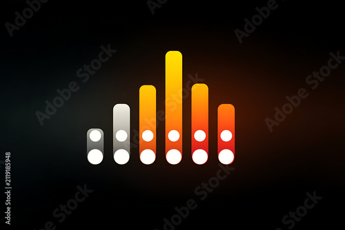 Sound wave visualizer graphic, vibrant gradient bars in orange and white, ideal for music and audio projects
