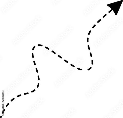 Black dashed wavy line with an arrow pointing upward on a simple graphic design