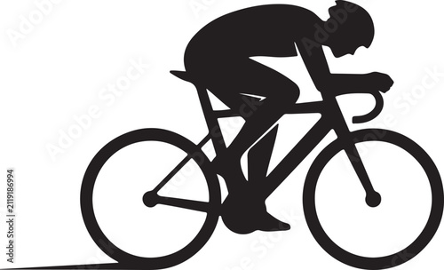 Silhouette of a professional cyclist riding a racing bike vector illustration