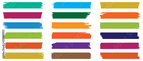 Set of colorful paint brush strokes isolated on white background. vector illustration