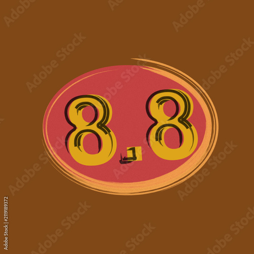 Retro 8.8 shopping day sale badge. Vintage style August 8th promotional discount sticker vector illustration for e-commerce and retail marketing.
