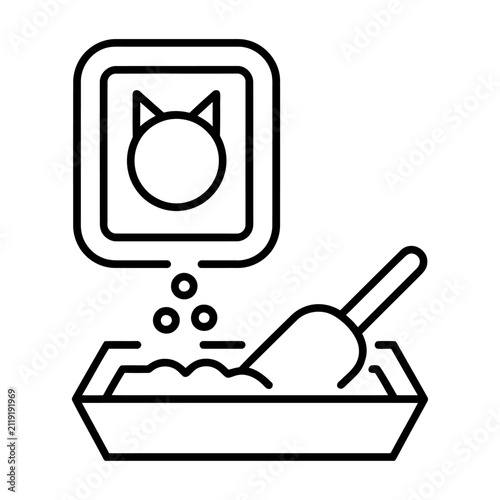 Vector cat face icon with paw print and magnifying glass illustration