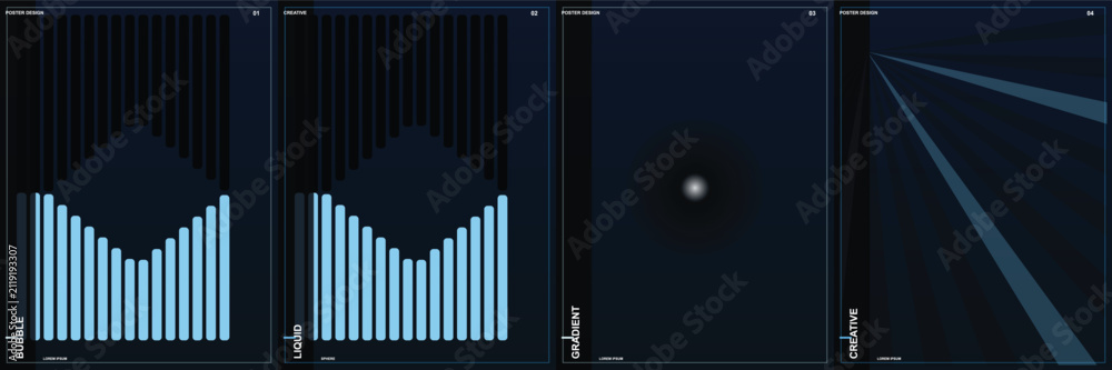 Naklejka premium Abstract geometric dark blue background design set