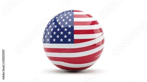 Glossy 3D American Flag Sphere Isolated on Transparent Background for Memorial Day Honor and Tribute
