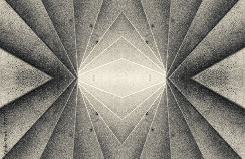 Obraz na plátně Abstract symmetrical architectural stone pattern with monochrome geometric lines