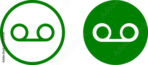 Green Voicemail Icon Set Outline and Silhouette Isolated on Transparent Background PNG Vector