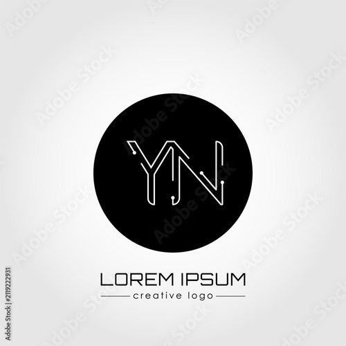 The creative logo is the letter Y and N. A design element of a logo, business card, corporate sign or monogram. The idea of a thematic design