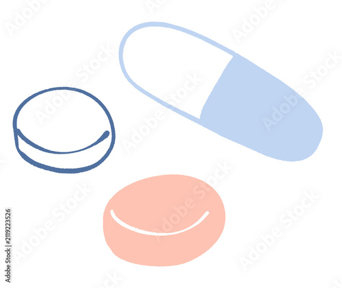 薬のイラスト　錠剤とカプセル