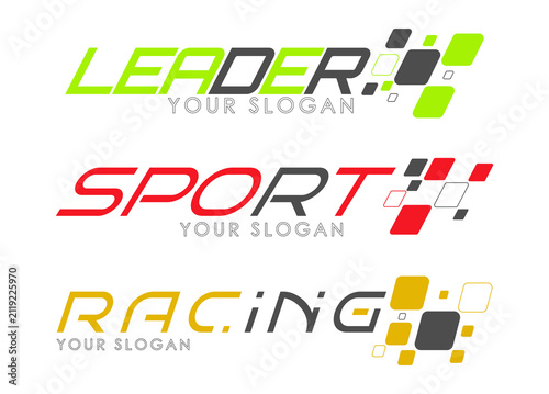 A set of stickers for racing competitions. A design for a team of drivers and fans. Design for printing on T-shirts, apparel, and souvenirs. Typography option, banner/poster. Contemporary style