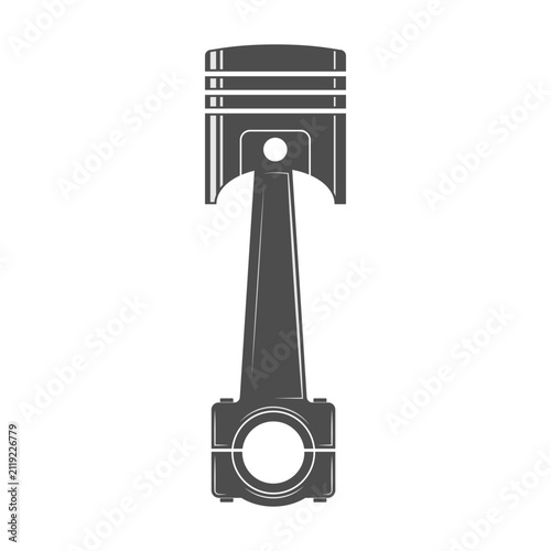 Piston and connecting rod silhouette. General view of an internal combustion engine element
