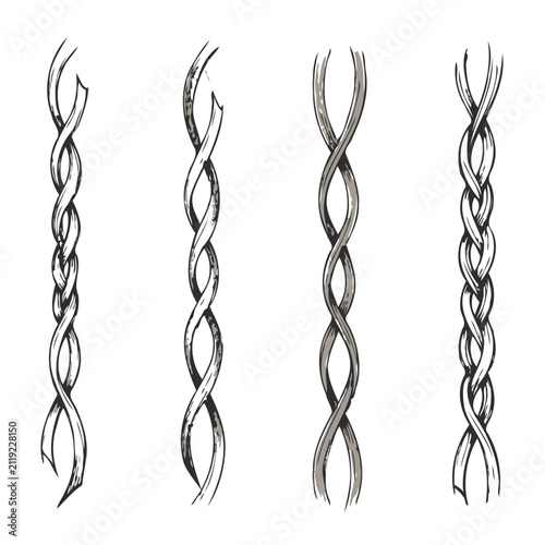 Canvas Print Hand drawn Set of different braids