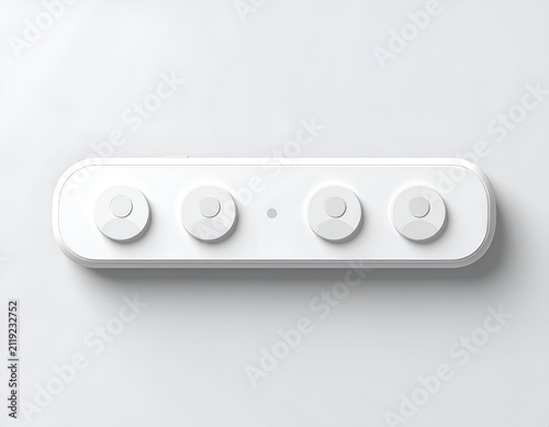 White smart home controller panel with four circular user profile touch buttons