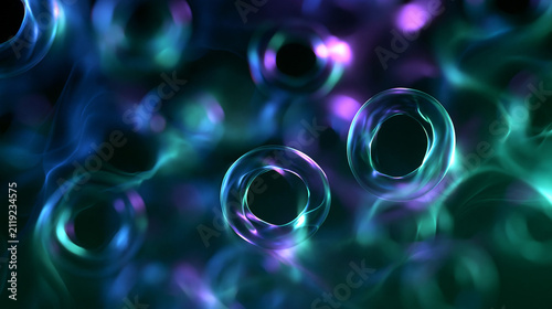Glowing Neon Spheres Abstract Digital Technology Background
