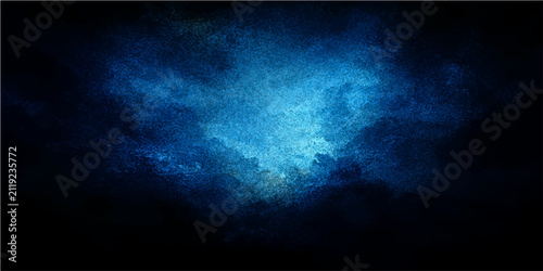 Bild auf Leinwand Abstract vibrant blue cloud formation with ethereal glow and dark background