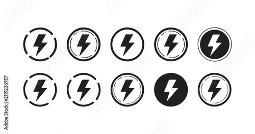 Cuadro en lienzo Circular lightning icons showing different charging states and energy power levels for web interfaces