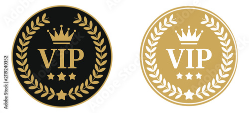 Foto VIP Gold Badge premium black and gold badge symbols, luxury membership labels