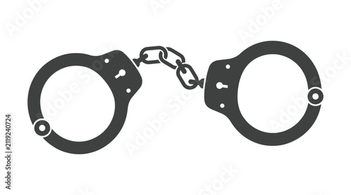 Obraz na płótnie Handcuffs Silhouette Against White Background Minimalist Vector Illustration