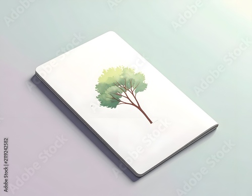 Minimalist 3D render of a single tree on a clean white background
