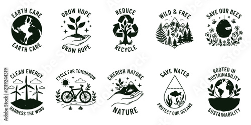 Eco friendly sustainability themed t-shirt design set for environmental awareness with t shirt sustainability environment conservation printing clothing merchandise