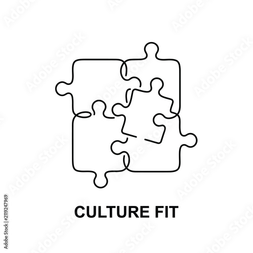 Bild auf Leinwand Interlocking puzzle pieces in a line art style representing connection and colla