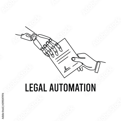 Konstfotografi Line art illustration depicting a handoff of a signed document with a focus on l