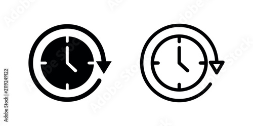 Obraz na płótnie Clock with circular arrow icon representing history, refresh, time travel, past