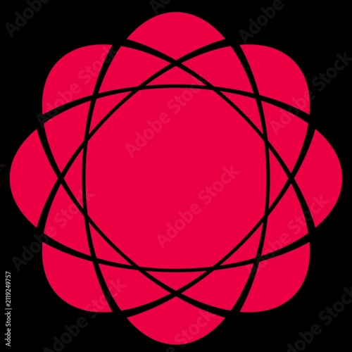 Abstract motion graphic footage featuring a pink geometric flower pattern expanding and zooming in against a black background. Modern graphic design element ideal for intros, transitions, & background