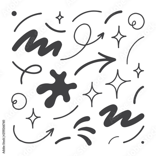 Abstract doodle elements on a white background hand drawn style illustration