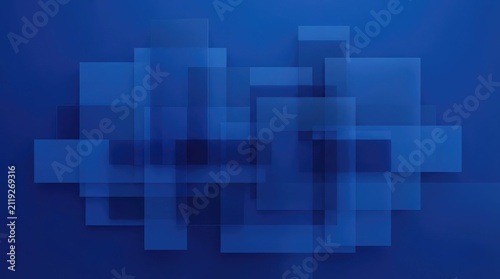 Abstract background featuring overlapping translucent blue rectangular shapes creating a modern geometric design with deep color depth