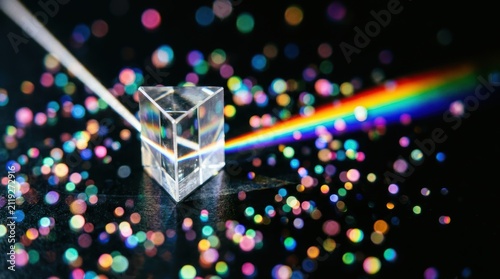 Glass prism light refraction rai - Rainbow spectrum, Dark backgr