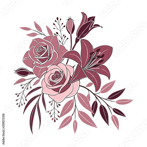 Abstract Floral Background with Pink Blossoms and Leaves Vector Illustration Elegant Spring Nature Pattern for Wallpaper Cards and Decorative Design