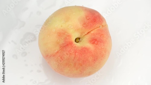 Fresh white peaches close up, rotation