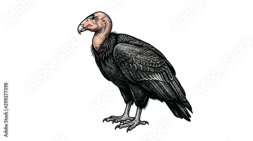 Quadro su tela Vulture scavenger bird illustration on white background