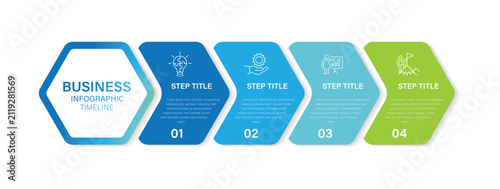 Foto Infographic arrow process with 4 steps with icons