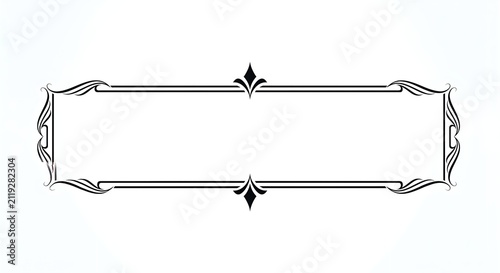 Elegant vintage rectangular frame with decorative floral corners and symmetrical filigree elements on a white background
